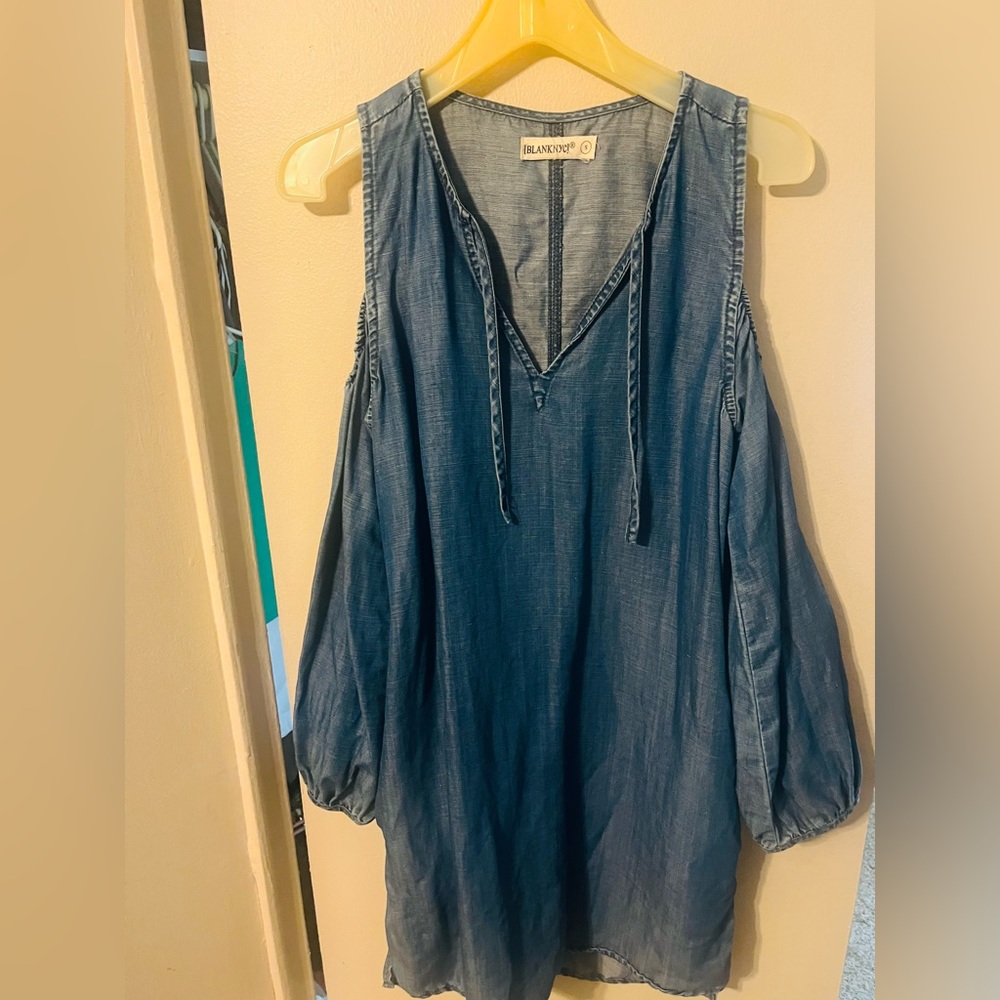 Daisy Collective Boutique Shop Denim Dress w/ cold shoulder